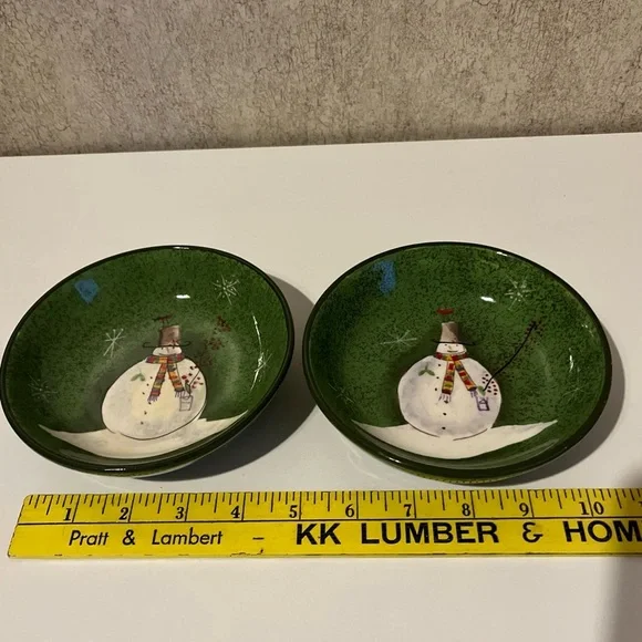 Oneida Sakura Christmas Snowman Red and Green Mug and Bowl Set Great Condition - Picture 7 of 11